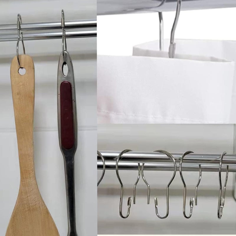 HLCM Shower Curtain Rings Hooks, Rust-Resistant Metal Shower Curtain Hooks, Stainless Steel Shower Curtain Rings for Bathroom Shower Curtain Rod (50PCS) - Image 5